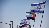 The national flags of Israel and the United Arab Emirates flutter along a highway following the agreement to formalize ties between the two countries, in Netanya, Israel August 17, 2020. REUTERS/Nir Elias -/File Photo