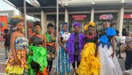 Young Nigeria climate change activists are seen during a 