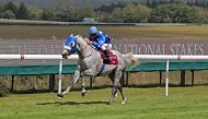 Ebraz, ridden by Maxime Guyon, wins the 2020 Qatar International Stakes at Goodwood in this file photo.