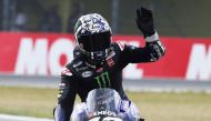 June 26, 2021 Monster Energy Yamaha MotoGP's Maverick Vinales after qualifying REUTERS/Yves Herman/File Photo