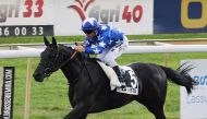 Jockey Maxime Guyon guiding Hargan to victory at La Teste De Buch, France, yesterday. Pic: Robert POLIN