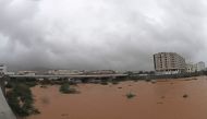 Streets are flooded as Cyclone Shaheen makes the landfall in Muscat, Oman, October 3, 2021. Oman News Agency/Handout via REUTERS