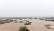 Streets are flooded as Cyclone Shaheen makes the landfall in Muscat, Oman, October 3, 2021. Oman News Agency/Handout via REUTERS