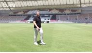 Former England goalkeeper Paul Robinson during his visit to the Khalifa International Stadium.