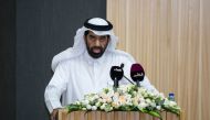 President of the Planning and Statistics Authority and Chairman of the Permanent Population Committee H E Dr. Saleh bin Mohammed Al Nabit speaking during Qatar Population Day celebration, yesterday.