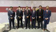 Minister of Environment and Climate Change, H E Sheikh Dr. Faleh bin Nasser bin Ahmed bin Ali Al Thani, and other officials at the opening of Qatar Pavilion at UN Climate Change Conference in Glasgow, yesterday.