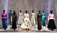 Christian Dior: Designer of Dreams exhibition features  nine pieces from the private collection of H H Sheikha Moza bint Nasser.  Pic: Abdul Basit