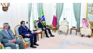 Amir H H Sheikh Tamim bin Hamad Al Thani and President of Brazil H E Jair Bolsonaro holding official talks at the Amiri Diwan yesterday.
