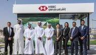 Officials of HSBC Qatar and Qatar Free Zones Authority during the opening of the ATM. 