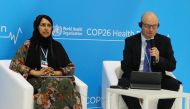 Sultana Afdhal (left), CEO WISH; and Nick Bradshaw, Director of Partnerships and Outreach, WISH, at COP26.
