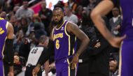 Los Angeles Lakers forward LeBron James (6) reacts after getting ejected from the game during the third quarter against the Detroit Pistons at Little Caesars Arena. Raj Mehta-USA TODAY Sports