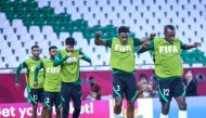 Saudi Arabian players during a training session. 