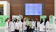 Members of Qatar Pharmacy Undergraduate Society of Qatar University at an on-campus event to mark World Antimicrobial Awareness Week.