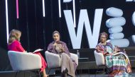 H H Sheikha Moza bint Nasser participating in the EAA plenary session at WISE 2021, yesterday. Pic: A R Al-Baker