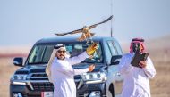 Participants during the falconry competition, yesterday.