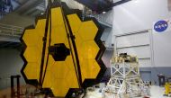 The James Webb Space Telescope Mirror is seen during a media unveiling at NASA’s Goddard Space Flight Center at Greenbelt, Maryland November 2, 2016. REUTERS/Kevin Lamarque/File Photo