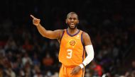 Phoenix Suns guard Chris Paul (3) reacts against the Minnesota Timberwolves in the first half at Footprint Center. Mark J. Rebilas-USA TODAY Sports