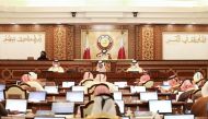 Shura Council Speaker H E Hassan bin Abdullah Al Ghanim chairing the Council's meeting, yesterday.