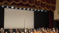 The Qatar Philharmonic Orchestra after performing the 'Serenades for Strings' at Katara Opera House, yesterday.