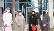 Minister of Education and Higher Education H E Buthaina bint Ali Al Jabr Al Nuaimi inaugurating CNA-Q’s new atrium, a space dedicated to the students’ extra-curricular activities.  
