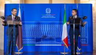 Deputy Prime Minister and Minister of Foreign Affairs H E Sheikh Mohammed bin Abdulrahman Al Thani with his Italian counterpart Luigi Di Maio, in Rome, yesterday.