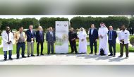 Qatar University officials during the National Environment Day celebrations.