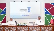 H E Dr. Mohammed bin Saleh Al Sada (right), Chairman of the University of Doha for Science and Technology Board of Trustees and Former Minister of Energy and Industry, and Dr. Salem Al Naemi, UDST President during a press conference to announce the launch of the university yesterday.