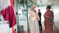 First Lady of Namibia H E Monica Geingos with H E Sheikha Hind bint Hamad Al Thani, Vice Chairperson and CEO of Qatar Foundation, during a visit to the Education City.