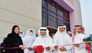 FROM LEFT: Minister of Social Development and Family H E Mariam bint Ali bin Nasser Al Misnad; Chairman of  Qatari Businessmen Association H E Sheikh Faisal bin Qassim Al Thani; H E Dr Mohammed bin Saleh Al Sada; and President of Qatar University, H E Dr. Hassan bin Rashid Al Derham inaugurating the STEM bus yesterday. The bus is a mobile laboratory to engage and encourage students to explore the broad possibilities of science, technology, engineering and mathematics outside the classroom.