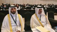 Qatari delegation headed by H E Abdullah bin Nasser bin Turki Al Subaie, at the 16th Plenary Session of the Parliamentary Assembly of the Mediterranean (PAM) in Dubai, yesterday.