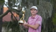 Cameron Smith displays the champions trophy after winning The Players Championship golf tournament at TPC Sawgrass. Mandatory Credit: David Yeazell-USA TODAY Sports