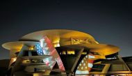 National Museum of Qatar was lit up with the flags of Qatar and the US to mark 50 years of diplomatic relations between the two countries.