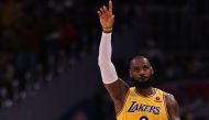 Los Angeles Lakers forward LeBron James (6) waves to the crowed after becoming the second all time scoreing list NBA history during the second quarter against the Washington Wizards at Capital One Arena. Mandatory Credit: Tommy Gilligan-USA TODAY Sports