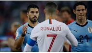 Uruguay's Luis Suarez shakes hands with Portugal's Cristiano Ronaldo during the 2018 FIFA World Cup in Russia in this file photo. Pic: FIFA