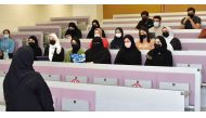 Dr. Asma Al Thani, QU Vice-President for Medical and Health Sciences, meeting with student leaders from university's health and medical colleges. 