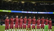 Qatar players line up before a match in this file photo.