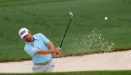 April 6, 2022 South Africa's Louis Oosthuizen plays out from the bunker on the 2nd during a practice round REUTERS/Mike Segar