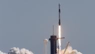 Axiom's four-man team lifts off, riding atop a SpaceX Falcon 9 rocket in the first private astronaut mission to the International Space Station, from NASA's Kennedy Space Center in Cape Canaveral, Florida, US on April 8, 2022. (REUTERS/Steve Nesius)