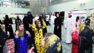 Minister of Education and Higher Education H E Buthaina bint Ali Al Jabr Al Nuaimi touring the Ramadan exhibition for students of government schools, which will last three days in building No. 5 at the Ministry. 