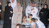 Minister of Social Development and Family H E Maryam bint Ali bin Nasser Al Misnad with CEO of Qatar Foundation H E Sheikha Hind bint Hamad Al Thani during the celebration of Family Day in Qatar.
