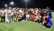 David Beckham with players of the Qatar Community World Cup semi-finals