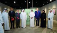 Minister of State and Qatar National Library President, H E Dr. Hamad bin Abdulaziz Al Kuwari, Katara General Manager, Dr. Prof. Khalid bin Ibrahim Al Sulaiti, and other dignitaries at the opening of two exhibitions entitled ‘Fifty by Seventy’ and ‘Darawiz’ at Building 18 in Katara.