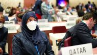 Minister of Public Health H E Dr. Hanan Mohammed Al Kuwari at the opening session of the 75th World Health Assembly.
