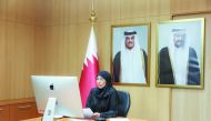 Minister of Public Health H E Dr. Hanan Mohammed Al Kuwari taking part in the 5th meeting of the Regional Subcommittee for Polio Eradication and Outbreaks held via video conference.
