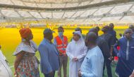 President of  Sierra Leone H E Dr. Julius Maada Bio and accompanying delegation with Minister of Municipality H E Dr. Abdullah bin Abdulaziz bin Turki Al Subaie during a visit to Lusail Stadium.