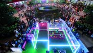 Football fans taking part in activities to mark the 100-day countdown to FIFA World Cup Qatar 2022 at Mall of Qatar yesterday. Pic: Rajan Vadakkemuriyil 