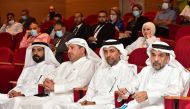 Qatar University President Dr. Hassan bin Rashid Al Derham (second right) along with other officials during the induction meeting for new faculty members.