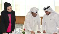 Prof Rana Sobh, Dean of the College of Business and Economics at Qatar University, and other officials during the launch of the master’s programme.