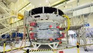 NASA's Orion service module for the Artemis 2 mission stands in the Operations and Checkout Building during a media tour at Cape Canaveral, Florida, U.S. August 28, 2022. REUTERS/Steve Nesius