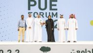 Abeer Al Khalifa, President of Pre-University Education, Qatar Foundation; and other officials at the Pre-University Education Forum.